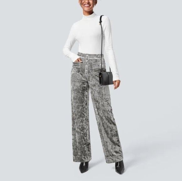 Halara Chic High-Waisted Wide Leg Velvet XL Pants NWT - Picture 1 of 11